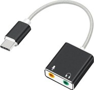 Resim Macbook Uyumlu Usb Type-c To Harici Ses Kartı Adaptörü Jack 3.5mm Kulaklık + Mikrofon - Siyah CoverZone