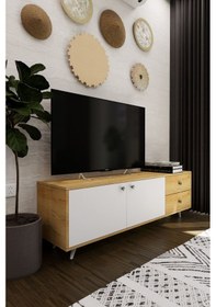 Resim Leder Modern Dekoratif Tv Ünitesi Televizyon Sehpası Atlantik... Atlantik Çam 