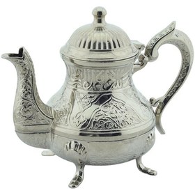 Resim Dekoratif Gümüş Renkli Zarif İşlemeli Metal İbrik Demlik 17cmx22cm M2 Gümüş 