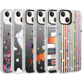 Resim İphone 14 Uyumlu Desenli Zore Silver Sert Kılıf-kalp Kalp 