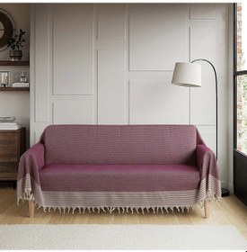 Resim Buldan Işi Kolları Örten Tekli Ve Üçlü Pamuk Dokuma Çekyat Koltuk Örtüsü Takımı 3-3-1-1 Mürdüm 