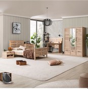 Resim Polo Genç Odası - 3 Kapaklı Dolap, Karyola, Komodin, Çalışma Masası, Şifonyer, Kitaplık Ceviz 