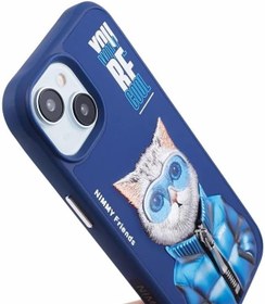 Resim Nimmy iPhone 15 Uyumlu 3D Gözlük Fermuar Kedi Detaylı Nakış İşlemeli Kabartmalı Cool Cute Kılıf 