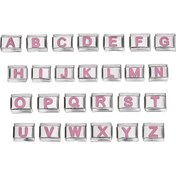 Resim 1 Adet DIY Paslanmaz Çelik Harf Kolye Bileklik - Pembe Harf Blokları ile Özelleştirilebilir A-Z, Kadınlar için İsim/Kelime/Mesaj Takı Hediyesi, Günlük Kullanım & Özel Günler İçin Dayanıklı ve Kararmaya Dirençli 