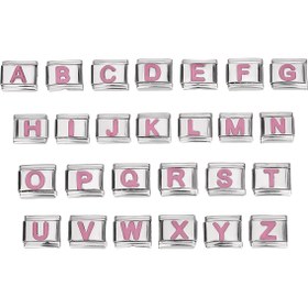 Resim 1 Adet DIY Paslanmaz Çelik Harf Kolye Bileklik - Pembe Harf Blokları ile Özelleştirilebilir A-Z, Kadınlar için İsim/Kelime/Mesaj Takı Hediyesi, Günlük Kullanım & Özel Günler İçin Dayanıklı ve Kararmaya Dirençli 