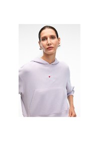 Resim Grimelange ISADORA Kadın Kapüşonlu Nakış Detaylı Regular Fit Crop Lila Sweatshirt 