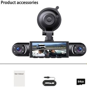Resim Motion003 4 Kanallı Hd Araç Kamerası: 1080p Ön 720p Yanlar 64gb Kart 3 Lens Gece Görüşü Lcd Ekran 
