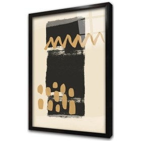 Resim Siyah Ve Kahve Soyut İkili Çerçeveli Cam Tablo Seti-173142 