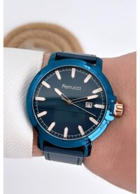 Resim Ferrucci Erkek Kol Saati Takvimli Deri Kordon 3 Atm Suya Dayanıklı Bileklik Mavi 