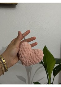 Resim Örgü Kalp Anahtarlık 10 Cm 