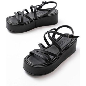 Resim 861-1029 Siyah Dolgu Kadın Sandalet Siyah 