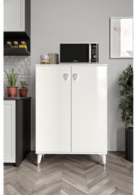 Resim Simple Çok Amaçlı Dolap Mutfak Balkon Kiler Banyo Ayakkabılık Dolabı Beyaz Gümüş 