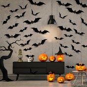 Resim 12'li/36'lı/48'li/60'lı/72'li/96'lı/120'lü/144'lü, 3D Siyah PVC Yarasa Halloween Dekorasyonu - Korkutucu Bar ve Oda Süslemeleri, Duvar Sticker'ı - Halloween Partisi ve Malzemeler İçin Mükemmel, Tuhaf Eşyalar - Halloween Ev Dekoru, Halloween Parti Hediyesi, Noel Etkinliği & Parti Aksesuarları 