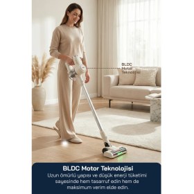 Resim Sinbo SVC-8636 Kablosuz Dikey Şarjlı Süpürge 2200MAH Li-Ion Bataryalı Bldc Motorlu Yeşil LED Işıklı Multi Cyclone 