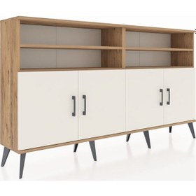 Resim Arges Konsol 6 Raflı 4 Kapaklı 176x30x99 Çam-aytaşı/antrasit Çam-aytaşı/antrasit 