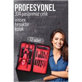 Resim MKR HSNET Manikür Seti Pedikür Kulak Yüz Bakım Kiti Profesyonel 304 Çelik Siyah 