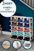 Resim 3 Adet Beyaz Ayakkabılık 5 Katlı Plastik Ayakkabı Düzenleyici Organizer Raf Ünitesi 