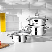 Resim Nehir Silver Çelik 6 Parça Mini Tencere Seti 