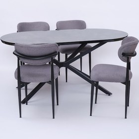 Resim Bohem Metal Polo Boyalı Mdf Lak Panel Yemek Masa Takımı 90x170 Siyah 