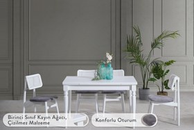 Resim VERA ÇİZİLMEZ AÇILIR MASA TAKIMI, BEYAZ, 120X80 
