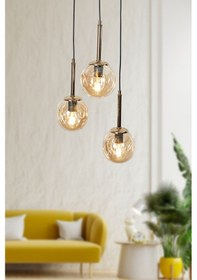 Resim Mona 3 Lü Gold-siyah Metal Gövde Bal Rengi Camlı Tasarım Lüx ... Gold 