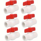 Resim 6 adet 1/2" PVC Toplu Vanalar, Kolay Döndürme T-Kolları ile, Havuz, Kanalizasyon, Sulama Hatları, Dış Mekan Tesisat & Sulama Sistemleri için Dayanıklı & Korozyona Dirençli, Kırmızı Düğmelerle Beyaz 