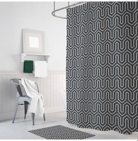 Resim Tropik Banyo Duş Perdesi Çift Kanat 2 x 110 x 200 CM Siyah 