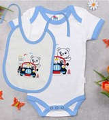 Resim Bk Kids Sevimli Sürücü Tasarımlı Mavi Bebek Body Zıbın Ve Mama Ön Çok Renkli 