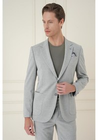 Resim Efor Comfort Fit Mono Yaka Çift Yırtmaç Torba Cep Casual Gri Ceket C 698 Gri 