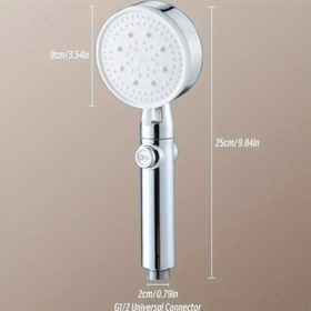 Resim 5 Ayarlı Yüksek Basınçlı El Duş Başlığı - Tek Tuşla Su Durdurma, Dayanıklı ABS Plastik, Elektro Kaplama, G1/2 Bağlantı, Banyo ve Mutfak Kullanımı İçin Minimalist Tasarım 