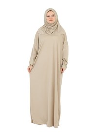 Resim Namaz Elbisesi Eşarp Seccade Tesbih Set, İslami Giyim Takım Ferace Turban Şal Taba 