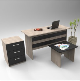 Resim L'occi Concept Diego ABC Ofis Büro Masa Takımı Meşe-Siyah 