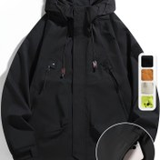 Resim Erkek Rüzgarlık Ceket Kapüşonlu, Fermuarlı Cep ve Ayarlanabilir Bağcıklar - Düzenli Beden İlkbahar/Sonbahar Açık Hava İş Giyimi Yürüyüş, Kamp, Günlük Giyim, Yürüyüş Ekipmanı, Fonksiyonel Tasarım, Dayanıklı Kumaş 