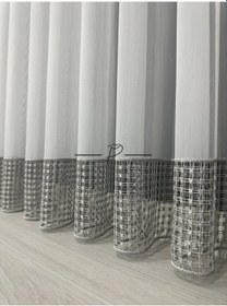 Resim Tül Perde Etek Aplike Eritme Bertu Desen Gri İşleme Ekru 