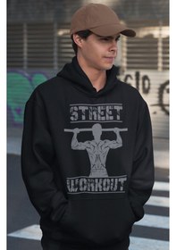 Resim Sevbano Street Workout Calisthenics Fitness Baskılı Unisex Oversize Sporc Siyah 