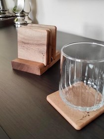 Resim Gerçek Ceviz Ağacından El Yapımı Bardak Altlığı- Hand Made Walnut Coaster (4lü) 