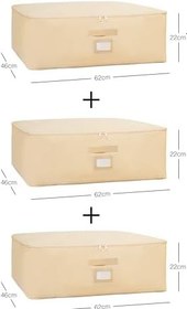 Resim Ocean Home Textile 3'lü Büyük Boy Bej Balıksırtı Baza Altı Hurç Set 62 x 46 x 22 cm 