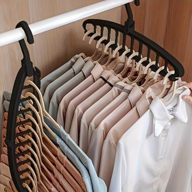 Resim 11 Delikli Büyülü Katlanır Giysi Askısı Düzenleyici, Çok Fonksiyonlu Kaymaz Plastik Taşınabilir Duvar Askılı Dolap Sistemi 3.2 Kübik Ayak Kapalı Depolama Kapasitesi ile - Hafif (1 Adet) 