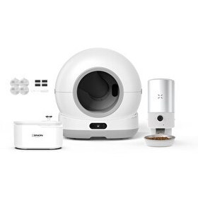 Resim Xenon Smart Akıllı Kamerasız Kedi Tuvaleti Çelik Kaseli 5 LT Mama Kabı Işıklı Su Pınarı ve Filtre 4'lü Pet Seti 