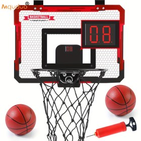 Resim MQUDUO Mini Basketbol Potası Kapı Çerçevesi Seti, Kırmızı/Siyah, Elektronik Skor Tahtası ve 2 Top ile, PC Malzemesinden Yapılmış, Çocuklar için, Cadılar Bayramı/Noel/Yılbaşı Hediyesi 