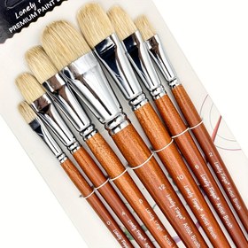 Resim 7 adet Premium Hog Bristle Filbert Boya Fırça Seti, Chungking Hog Bristle, Akrilik ve Yağ Boyama için Profesyonel Uzun Saplı Sanatçı Fırçaları, Yağ Boyama Fırçaları, Boyama Fırçaları, Boyama Fırçaları Seti, Boyama Malzemeleri, Sanat Malzemeleri, Boyama Araçları, Profesyonel Boyama Araçları, Pürüzsüz Kıllar, Yüksek Kaliteli Kıllar, Sağlam Yapı, Sanatçı Sınıfı Fırçalar, Boyama Tutkunları, Profesyonel Sanatçılar 