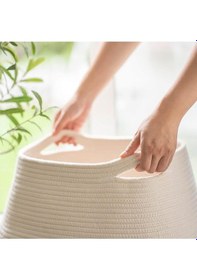 Resim Mavaux Themis Çamaşır Sepeti, Kirli Elbise Sepeti, Hasır Pamuk Halat Uzun Çamaşır Sepeti, Ev Dekoru Beyazjüt 