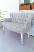Resim Azra Aksesuar Ikili Balkon Koltugu - Kanepe - Keten Kumaş - Bekleme Koltugu-çay Seti Koltugu - Krem 
