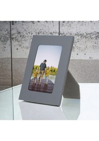 Resim Gerçek Deri Masaüstü Fotoğraf Çerçevesi, 22x17cm 15x10 Foto Gri 