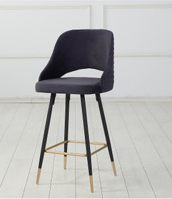 Resim Pİ MOBİLYA 1 Adet Alice Bar Taburesi - Mutfak Sandalyesi - Silinebilir Babyface Kumaş - Metal Siyah Gold Ayak 