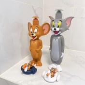 Resim 1 Paket Warner Bros. Tom & Jerry Doldurulabilir Pompa Dispenser Şişesi - Vintage Karakter Tasarımı (Tom, Jerry, Fare) Şampuan, Saç Kremi, Vücut Yıkama İçin - Paraben İçermez, Manuel Pompa, Kamp ve Seyahat Dostu Banyo & Duş Organizatörü, Eğlenceli Tasarım, Parabensiz Plastik 