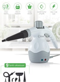 Resim Kiwi Ksc4210 Çok Fonksiyonlu Buharlı Temizleyici 9 Aparatlı Çok Amaçlı Ev Zemin, Döşeme, Araba Temizleme 