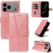 Resim İphone Uyumlu 17 Pro Max İçin Kartlık Yuvalı Cüzdanlı Flip Kılıf, Basmalı Pu Deri Çıkarılabilir Siyah Bileklik 
