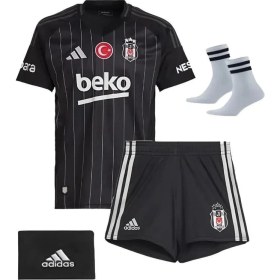 Resim Sidas Beşiktaş. Deplasman Siyah Çocuk Forması Takımı 4 Parça Forma Şort Çorap Bileklik 
