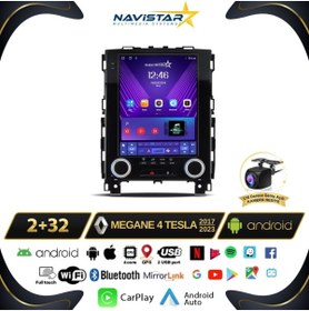 Resim Navistar Renault Megane 4 Tesla 2017-2023 Model 2 32gb Android Kablosuz Carplay Navigasyon Multimedya Sistem 